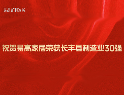  祝賀易高家居榮獲“長豐縣制造業(yè)30強”榮譽稱號！